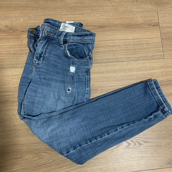 cosmic blue love Denim - Blue Distressed Ankle Jeans - Great for Petites
